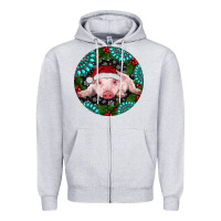 Heather Grey Baby Pig Christmas Zipper Hoodie - RanaPortraitStore