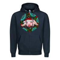 Navy Baby Pig Christmas Zipper Hoodie - RanaPortraitStore