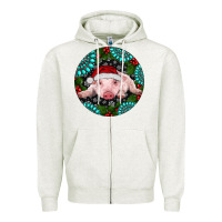 Oatmeal Heather Baby Pig Christmas Zipper Hoodie - RanaPortraitStore