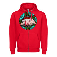 Red Baby Pig Christmas Zipper Hoodie - RanaPortraitStore