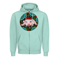 Seafoam Baby Pig Christmas Zipper Hoodie - RanaPortraitStore