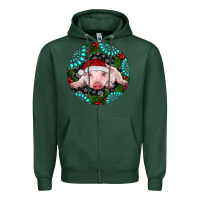 Sports Green Baby Pig Christmas Zipper Hoodie - RanaPortraitStore