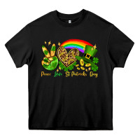 Black Peace love St. Patrick's Day Heavy Core Tee - OliviaCreatesArt