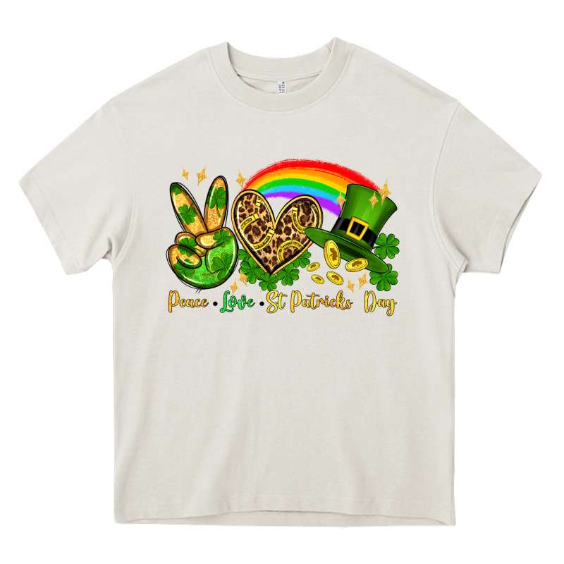 Peace Love St. Patrick's Day Heavy Core Tee by OliviaCreatesArt | Teevron