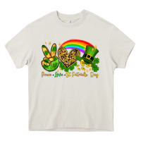 Cream Peace love St. Patrick's Day Heavy Core Tee - OliviaCreatesArt