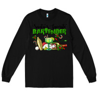 Black Santa's Favorite Bartender Long Sleeve Tee - LillyAllenDesigns