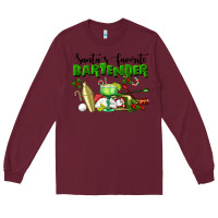 Burgundy Santa's Favorite Bartender Long Sleeve Tee - LillyAllenDesigns