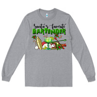 Heather Grey Santa's Favorite Bartender Long Sleeve Tee - LillyAllenDesigns