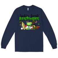 Navy Santa's Favorite Bartender Long Sleeve Tee - LillyAllenDesigns