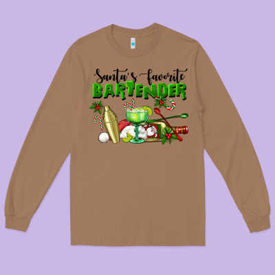 Santa's Favorite Bartender Long Sleeve Tee Designed By Lillyallendesigns