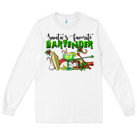 White Santa's Favorite Bartender Long Sleeve Tee - LillyAllenDesigns