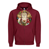 Burgundy Charolais Heifer Christmas Zipper Hoodie - RanaPortraitStore