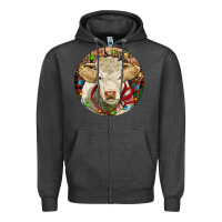 Charcoal Heather Charolais Heifer Christmas Zipper Hoodie - RanaPortraitStore