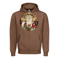Chestnut Charolais Heifer Christmas Zipper Hoodie - RanaPortraitStore