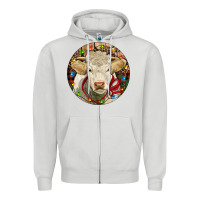 Dove Grey Charolais Heifer Christmas Zipper Hoodie - RanaPortraitStore