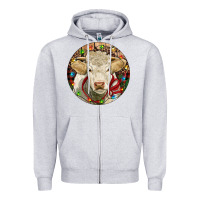 Heather Grey Charolais Heifer Christmas Zipper Hoodie - RanaPortraitStore