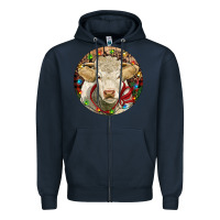 Navy Charolais Heifer Christmas Zipper Hoodie - RanaPortraitStore