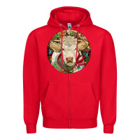 Red Charolais Heifer Christmas Zipper Hoodie - RanaPortraitStore