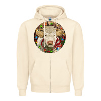 Sandshell Charolais Heifer Christmas Zipper Hoodie - RanaPortraitStore