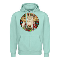 Seafoam Charolais Heifer Christmas Zipper Hoodie - RanaPortraitStore