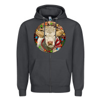 Smoke Charolais Heifer Christmas Zipper Hoodie - RanaPortraitStore
