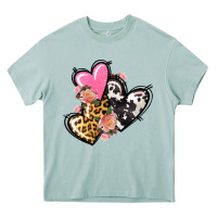 Pink Glitter Leopard Cowhide Hearts Valentine's Heavy Core Tee | Teevron
