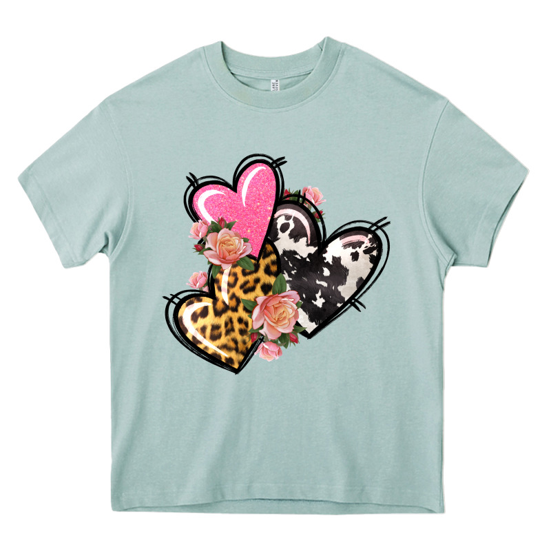 Pink Glitter Leopard Cowhide Hearts Valentine's Heavy Core Tee by FaDigitalArtStudio | Teevron