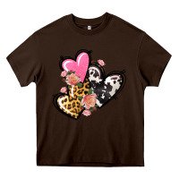 Chocolate Brown Pink glitter leopard cowhide hearts Valentine's Heavy Core Tee - FaDigitalArtStudio