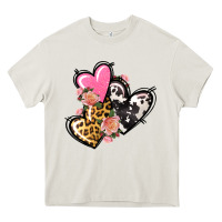 Cream Pink glitter leopard cowhide hearts Valentine's Heavy Core Tee - FaDigitalArtStudio