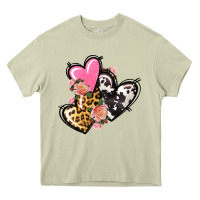 Mossy Pink glitter leopard cowhide hearts Valentine's Heavy Core Tee - FaDigitalArtStudio