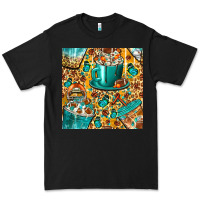 Black american football coffee cups with butterfly and leopard seamless patt Premium Tee - BundleAndBundleShop
