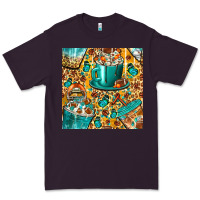 Plum american football coffee cups with butterfly and leopard seamless patt Premium Tee - BundleAndBundleShop