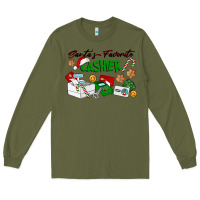 Army Green Santa's Favorite Cashier Long Sleeve Tee - LillyAllenDesigns