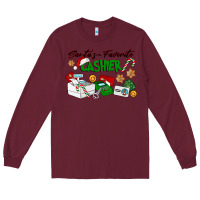 Burgundy Santa's Favorite Cashier Long Sleeve Tee - LillyAllenDesigns