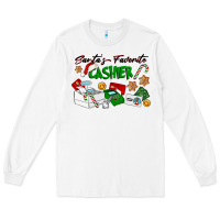 White Santa's Favorite Cashier Long Sleeve Tee - LillyAllenDesigns