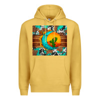 Antique Gold sunflower desert cactus turquoise crescent Premium Hoodie - Artiststas