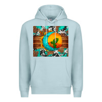 Blue Mist sunflower desert cactus turquoise crescent Premium Hoodie - Artiststas