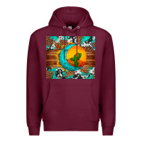 Burgundy sunflower desert cactus turquoise crescent Premium Hoodie - Artiststas