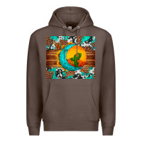 Coffee sunflower desert cactus turquoise crescent Premium Hoodie - Artiststas