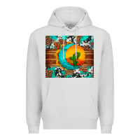 Dove Grey sunflower desert cactus turquoise crescent Premium Hoodie - Artiststas