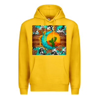 Lemon sunflower desert cactus turquoise crescent Premium Hoodie - Artiststas