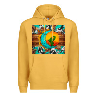 Mustard sunflower desert cactus turquoise crescent Premium Hoodie - Artiststas