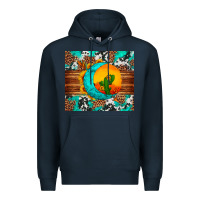 Navy sunflower desert cactus turquoise crescent Premium Hoodie - Artiststas
