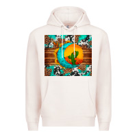 Pale Pink sunflower desert cactus turquoise crescent Premium Hoodie - Artiststas