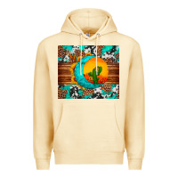 Pina Colada sunflower desert cactus turquoise crescent Premium Hoodie - Artiststas
