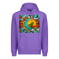 Purple sunflower desert cactus turquoise crescent Premium Hoodie - Artiststas