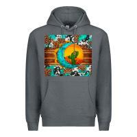 Rock sunflower desert cactus turquoise crescent Premium Hoodie - Artiststas
