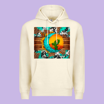 Sunflower Desert Cactus Turquoise Crescent Premium Hoodie Designed By Artiststas