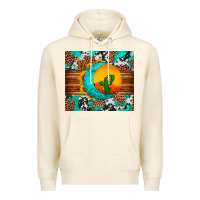 Sandshell sunflower desert cactus turquoise crescent Premium Hoodie - Artiststas