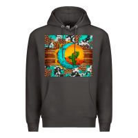 Smoke sunflower desert cactus turquoise crescent Premium Hoodie - Artiststas